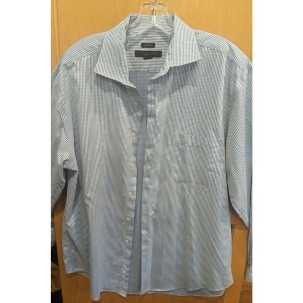 Pronto Uomo Mens Button Down Long Sleeve Soft 100% cotton Shirt‎ Blue Size XL